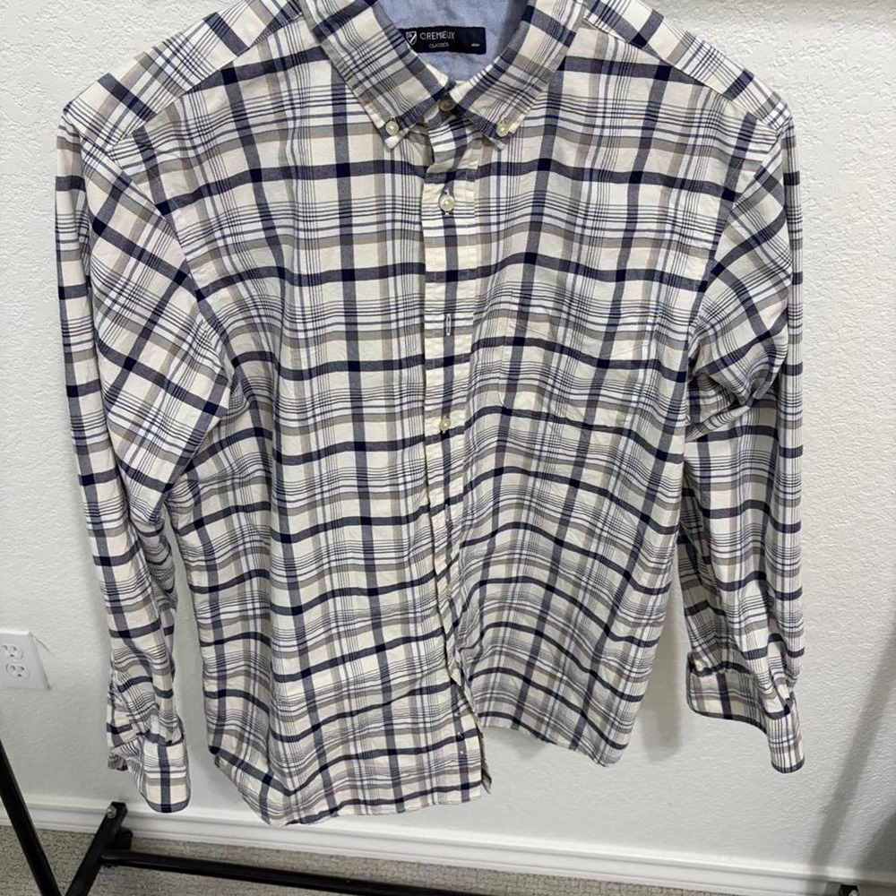 Cremieux Classics Men's L Button-Down Long Sleeve Plaid Shirt W/B/Beige